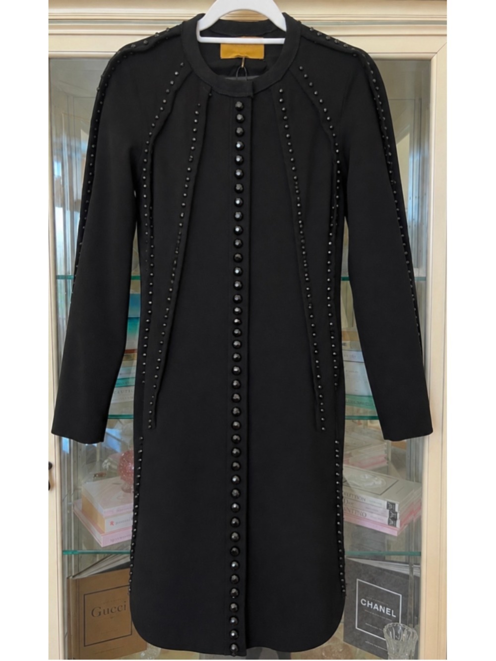 Lanvin Black Embellished Coat 2007 Vintage New Collector Piece 40/8/M Silk